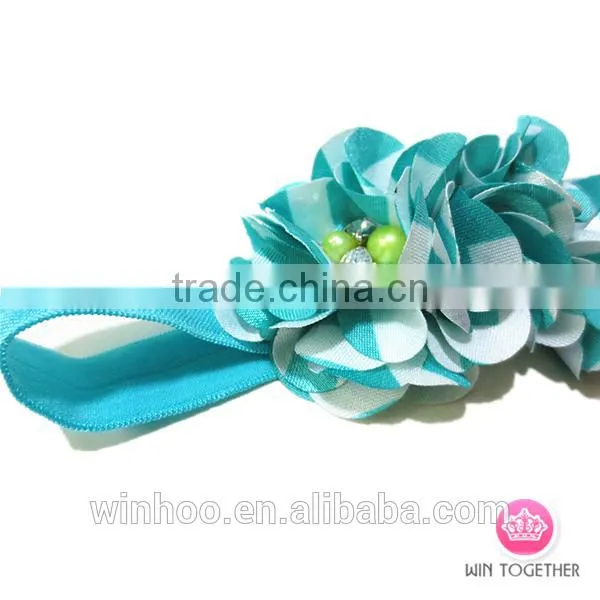 2015 hottest elastic bead flower hairband for chirldren