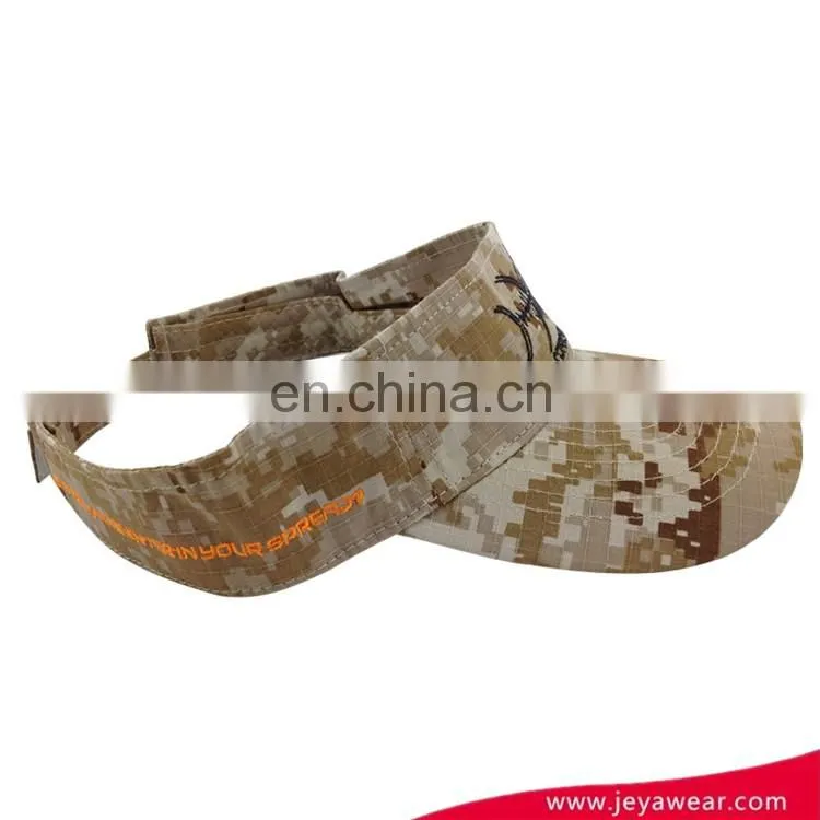 outdoor activities camo pattern cool visor caps with fish skull logo 2D embroidery