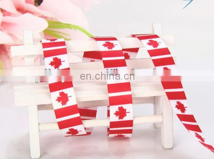 hot sale Canada flag printed polyester ribbon