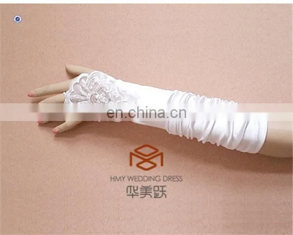 Hot Onlie SHMY-V011 White Lace Figureless Satin Bridal Gloves