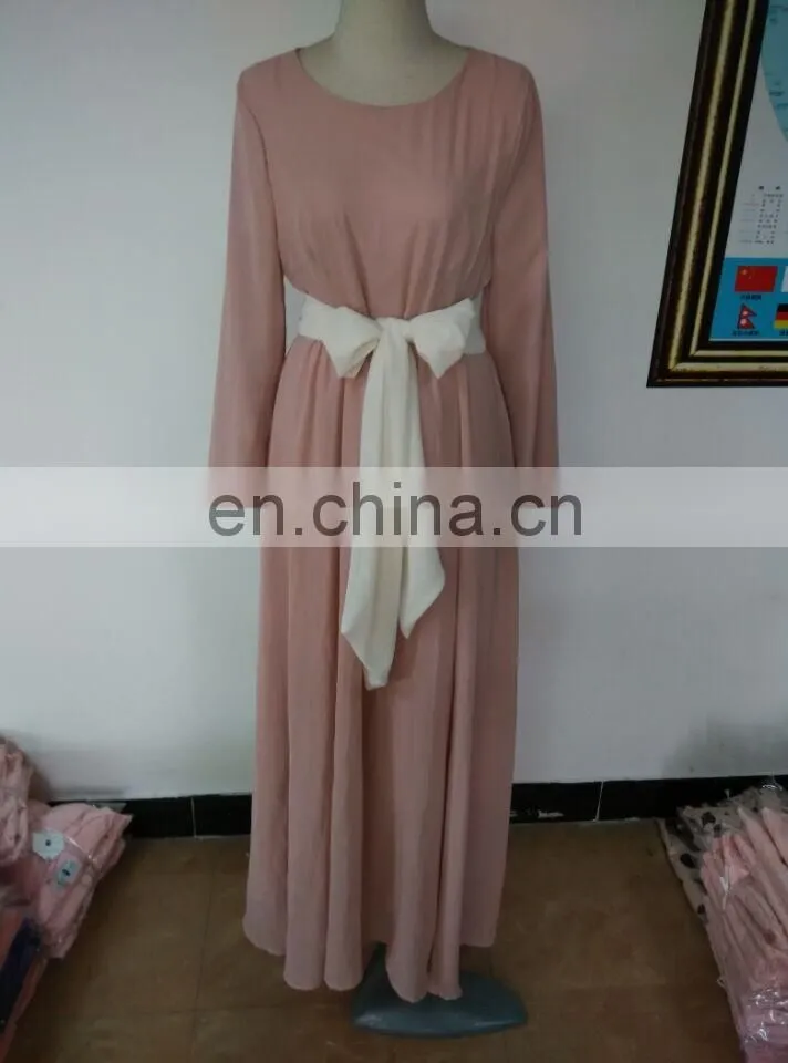 Muslim woman dress with belt high quality fashion muslim wear