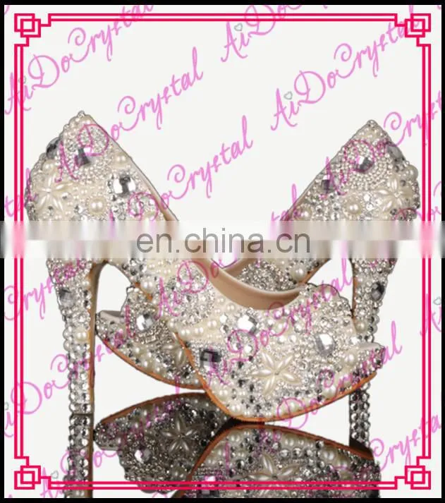 Aidocrystal 3.5inch white pearl with jewelry bridal wedding shoes