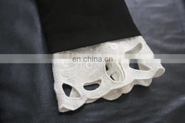 China Alibaba Wholesale OEM Washable Long Sleeve hollow lapel black dress