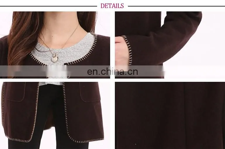Classic Winter Outwear Thick Wool Cardigan Coat For Mature Women