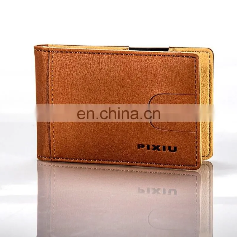 Low Price Handcraft Simple Design Brown Leather USA Money Clip