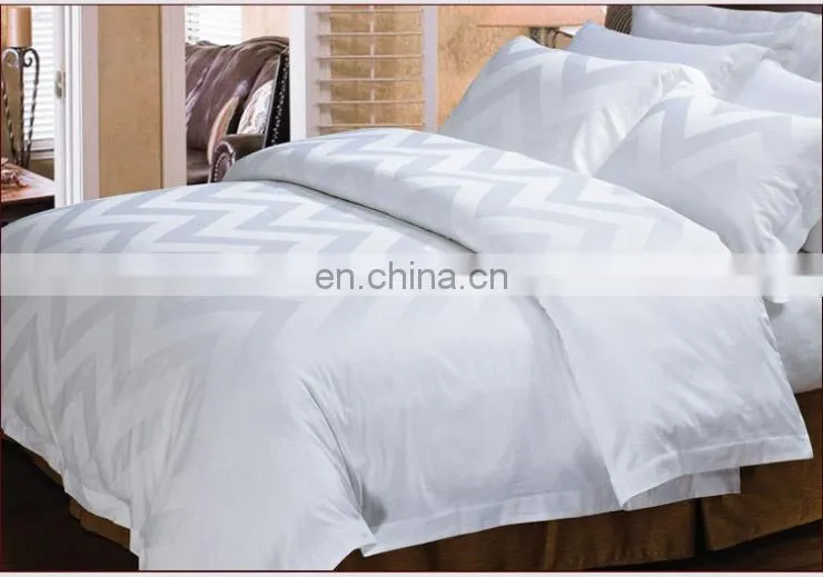 Hotel bedding sett/bedding sheet/ white cotton jacqaurd bedding set