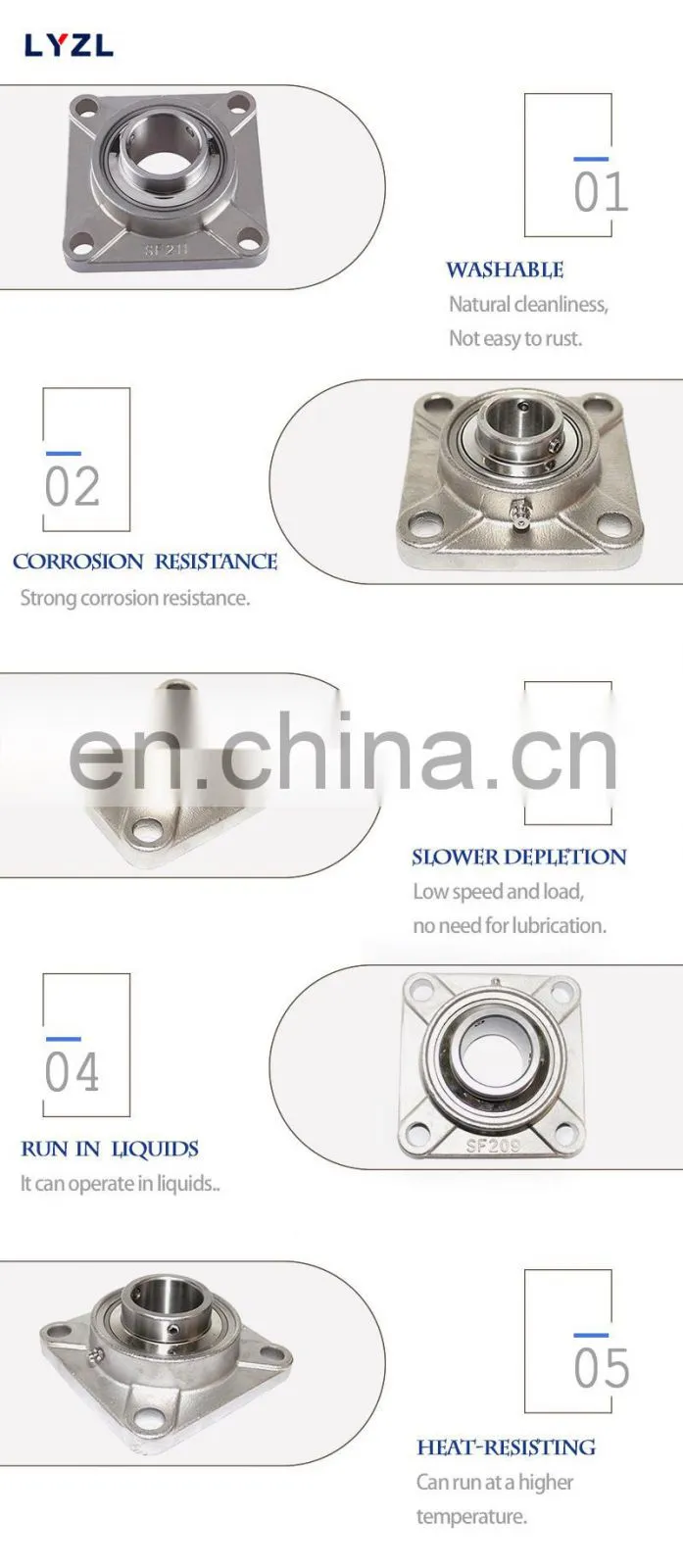 High Precision Pillow Block Bearing Plastic Flange Bearings