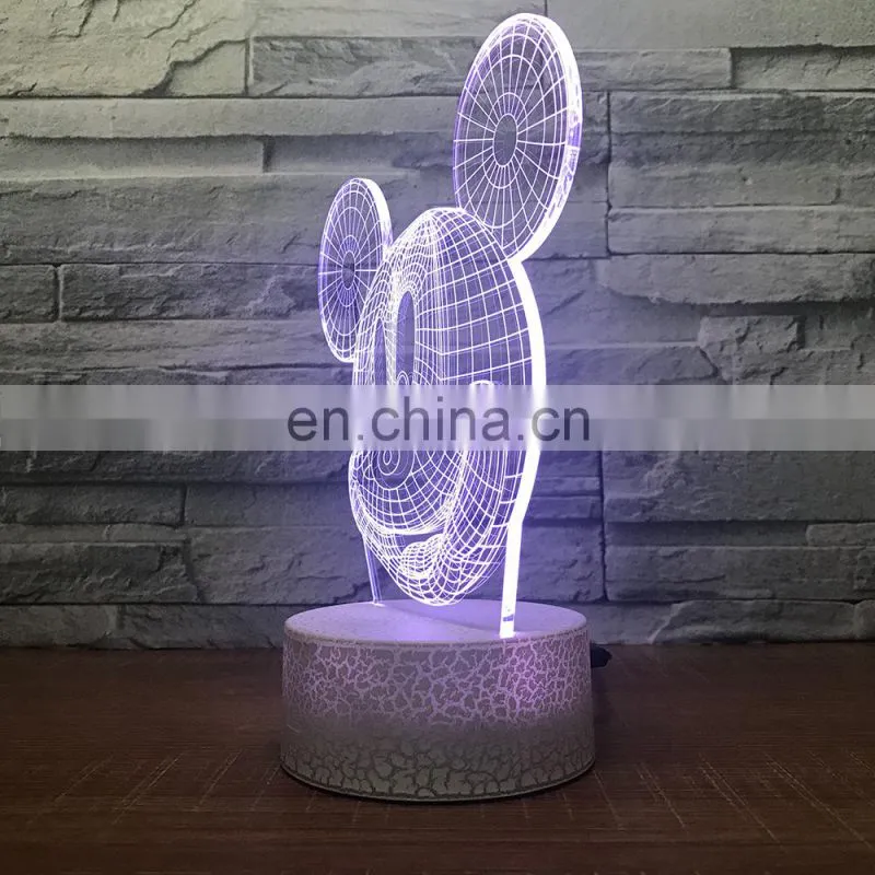 RGB touch black base 3d illusion bedroom usb art night light led desk table lamp