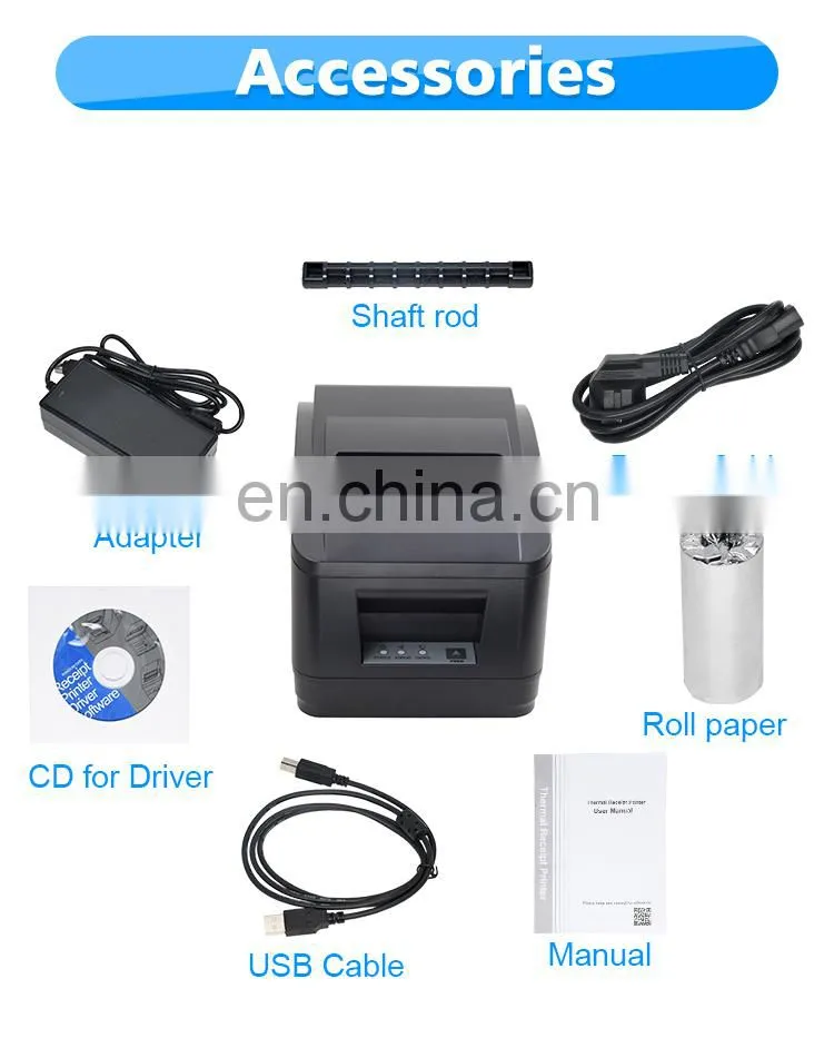 Thermal Label Sticker POS Printer 80mm auto Cutter Kitchen Supermarket Machine