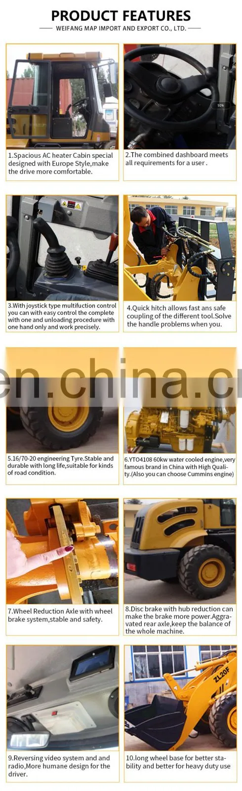 Factory Direct Export 2 ton ZL20 920 High Efficiency Mini Front wheel Loader With Shovel Joystick Blade Shovel Loader
