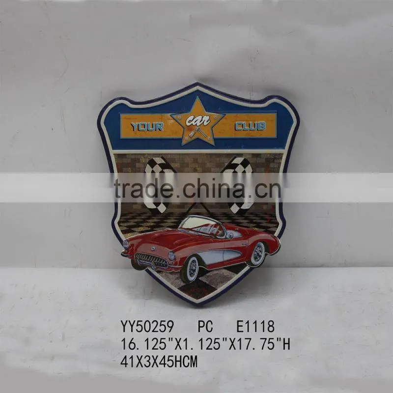 Custom printing antique embossed car tin sign wall hanger , tin advising plaque, vintage hanger tin plate