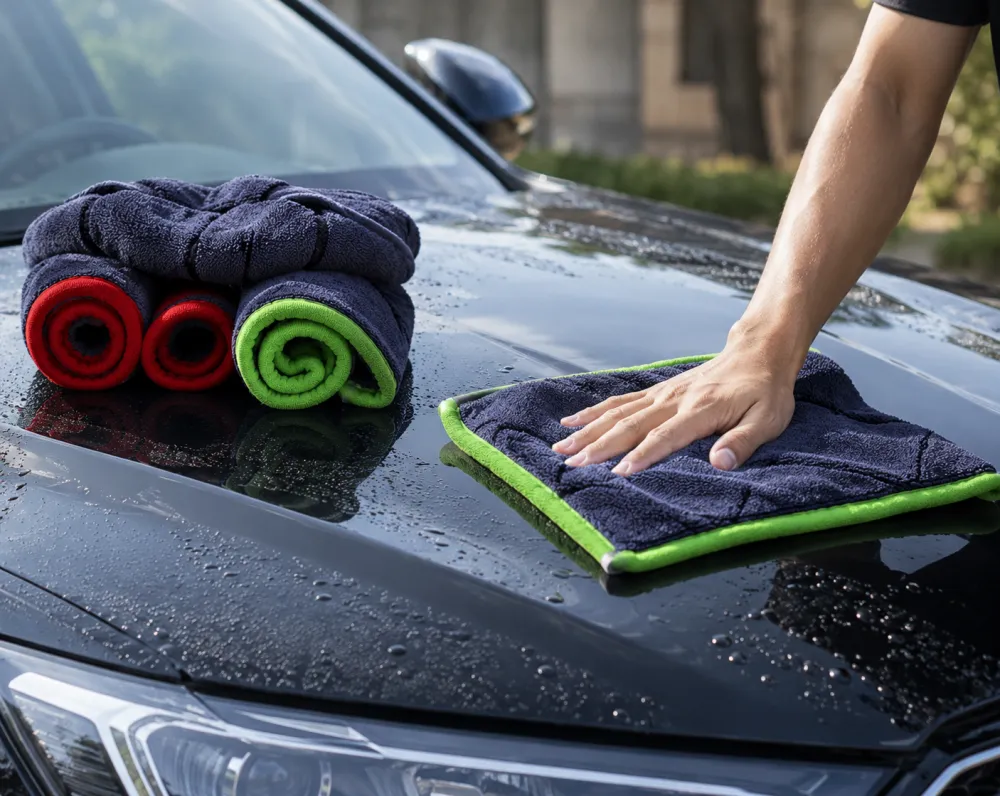 Twisted Loop Microfiber Drying Towel with Soft Silk Edge for Car Detailing.png