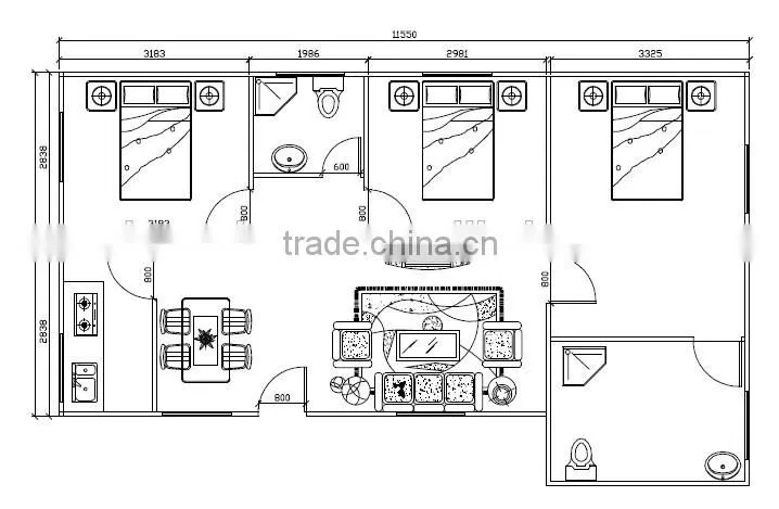 china luxury light steel villa prefabricated villa
