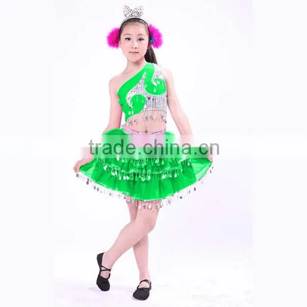 Supply beautiful show girls dance costume kids modern dance arabic Mongolian dance sequin costume