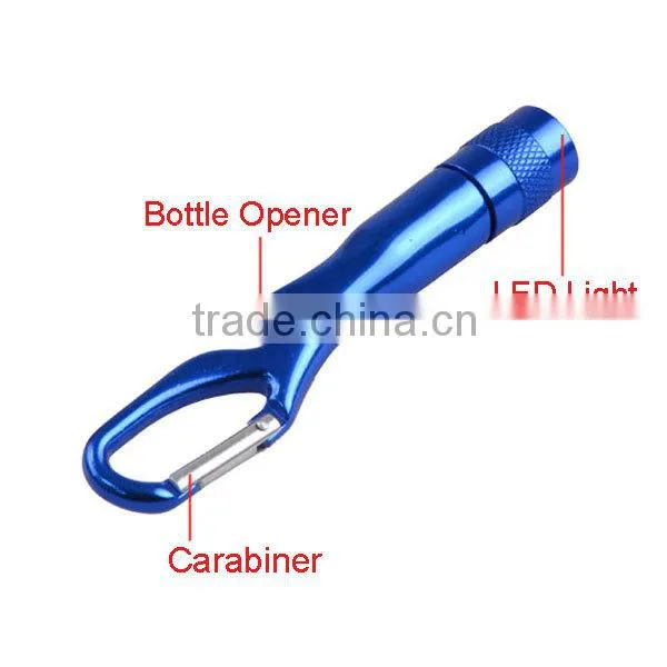 Bottle Beer Opener Keychain Light LED Emergency Mini Flashlight With Carabiner