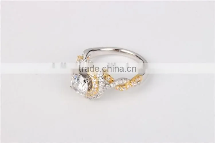 2016 high quality 925 cz engagement ring 18k gold palted ring mounting