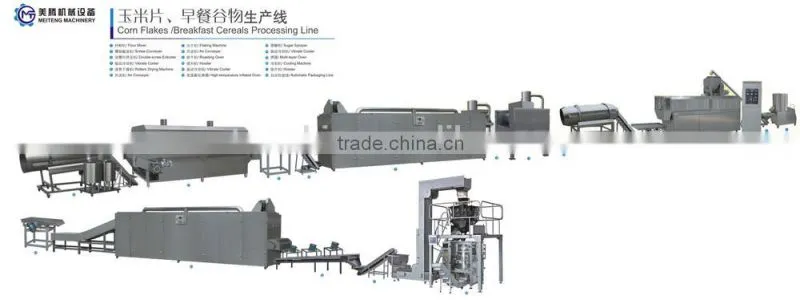 PLC controlled automatic expanded kelloggs corn flakes production machinery