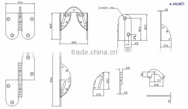 Made In Taiwan Hot Sale 18mm Wooden 180 Degree Dining Table Top Hinge