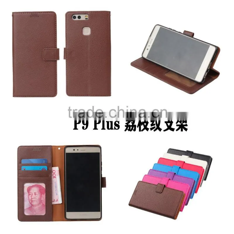 Original with card slot MMT Litchi Grain wallet leather flip case for Huawei P9 plus photo frame holder leather PU case
