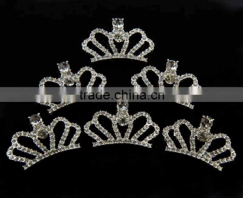 26x41MM Wholesales Bulk Cheap Silver Plated Alloy Crown Crystal Rhinestone Button For Baby Girl Jewelry Garment Accessory