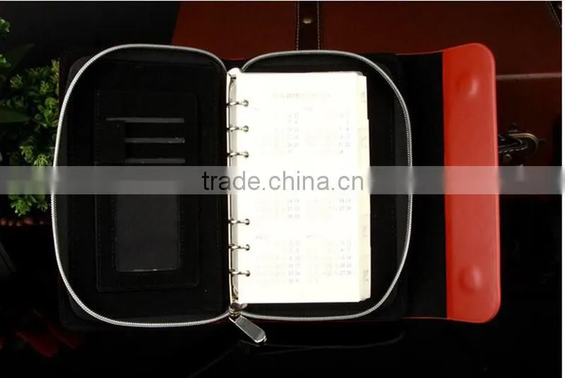 Business 6 ring binder leather zippered A5 notebook