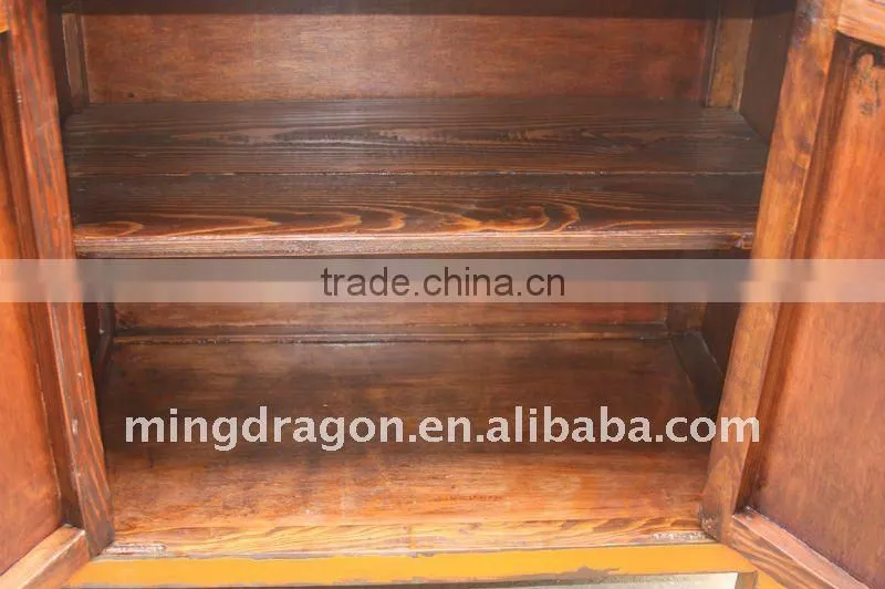 Chinese Antique Style Jilin Orange Four Door Four Drawer Cabinet