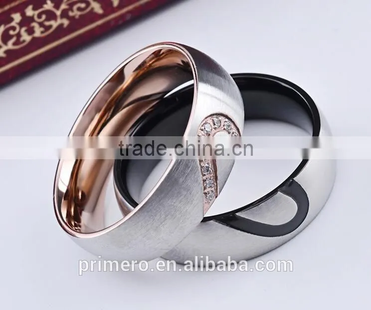 2016 New Fashion Love Heart Couple Women Men Wedding Engagement CZ Diamond Ring Fine jewelry