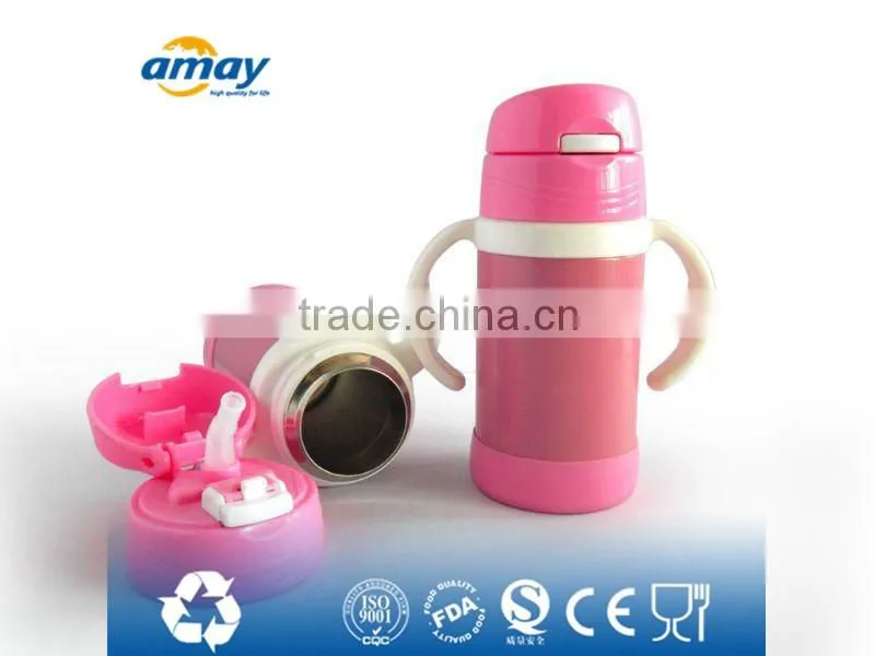 Pink baby stainless sippy botte,BPA free