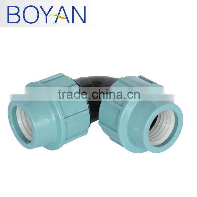 BOYAN PP compression quick pipe fittings 90 degree equal elbow