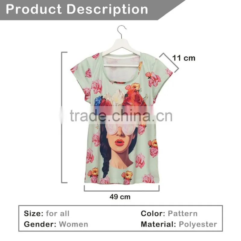 Brand New Custom 3D Printing Hipster Girl Fabric Rock T-shirt