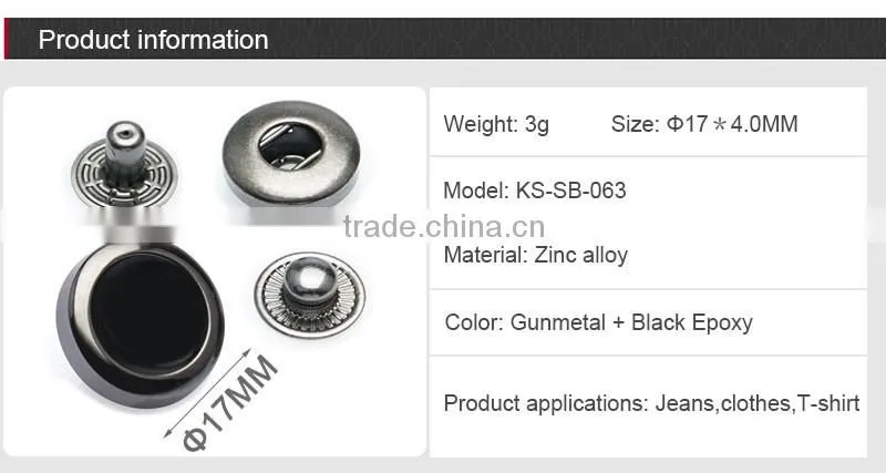 Newest Fashion Black Sleek Spring Snap Button