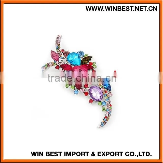 China new design popular rhinestone wedding brooch for dress, rhinestone brooch pin,hair brooches jewelry