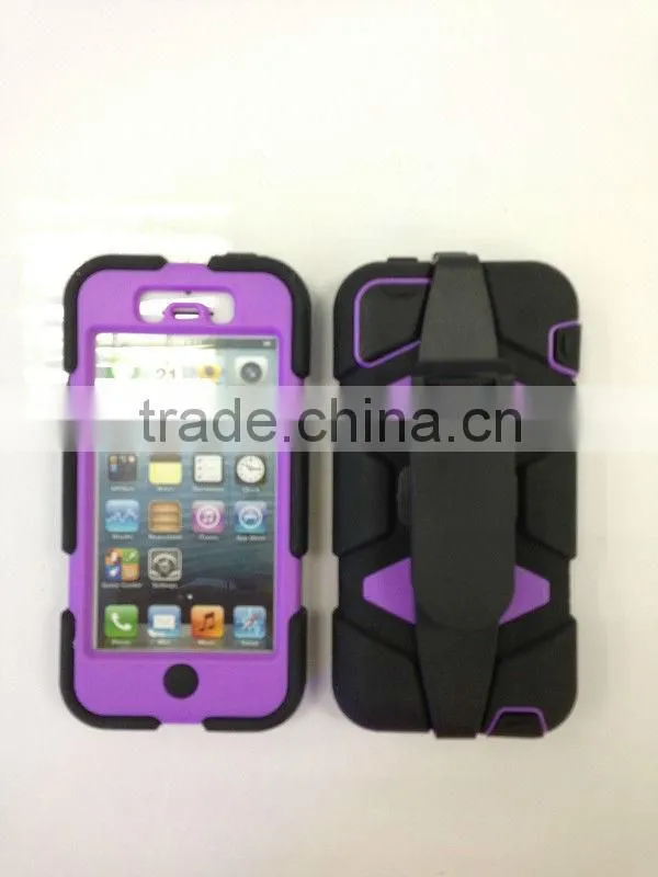 Hybrid Combo Silicone Plastic Hard Mobile Phone Cover Case for iphone 5c With Clamp Holster 3 in 1