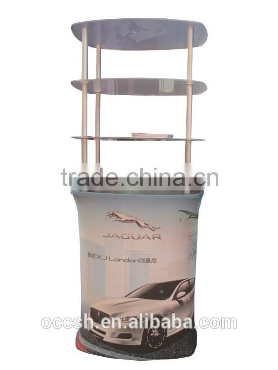 Tension Fabric Promotion Desk Display Table Acrylic Show Shelves