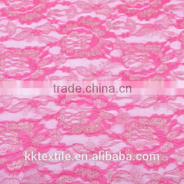 New arrival China supplier metallic thread embroidery in lace mesh fabrics