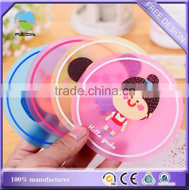 10cm colorful market gifts round transparent rubber silicone beer holder coaster