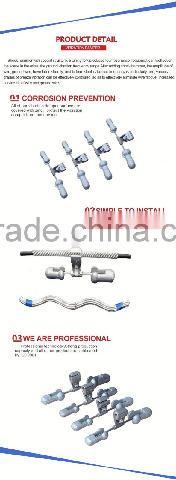 Protective cable power fitting ADSS/OPGW for vibration damper of armor rod