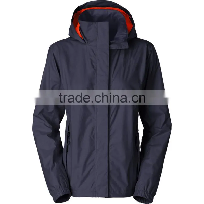 Hooded lightweight women's plain rain jacket
