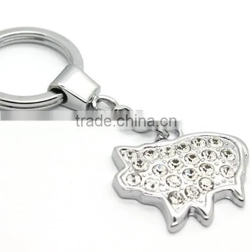 Crystal Diamond Metal Pig shaped keychain