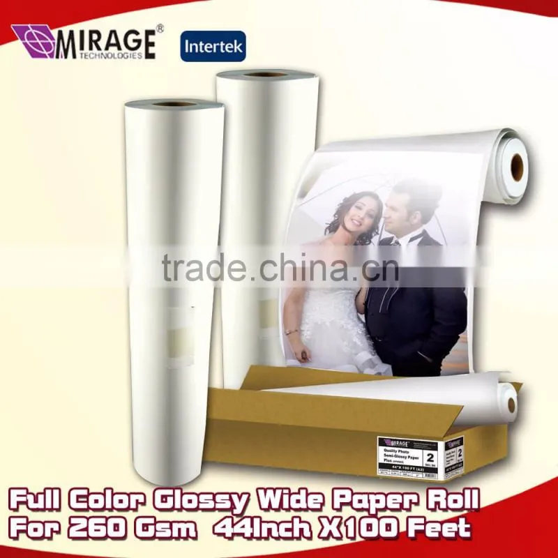 Full Color Glossy Wide Paper Roll For 260 Gsm 44Inch X100 Feet
