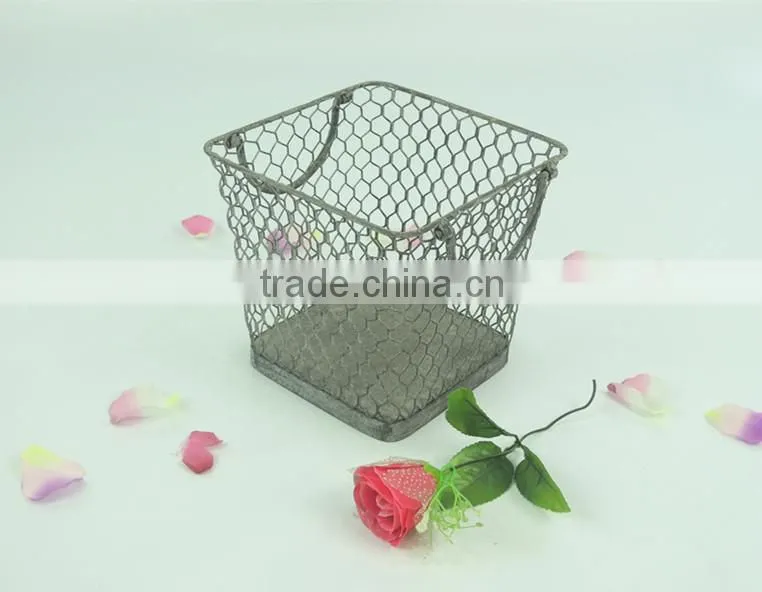 French decorative handmade storage wire basket