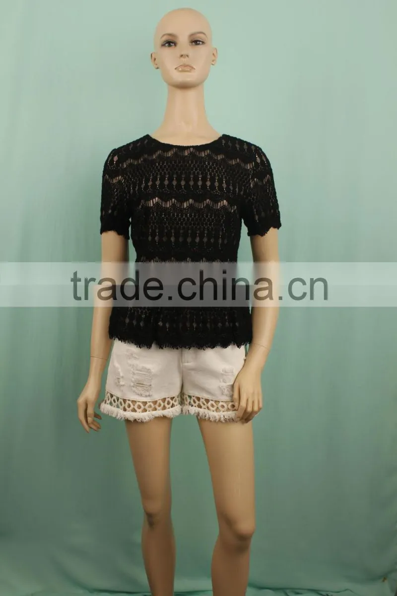 2016 S/S ladies tops dubai designer casual tops elegant lace tops blouses