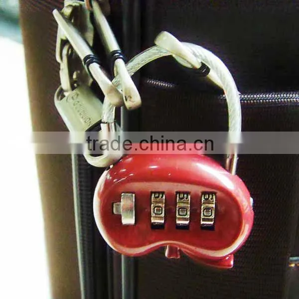 Kidney Shaped Medical code safe luggage and suitcase wire padlock