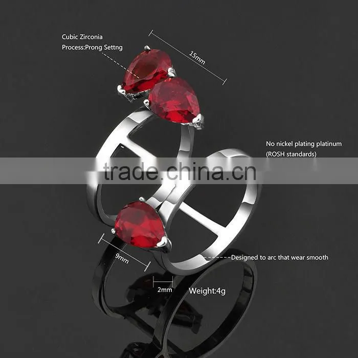 Red CZ Stone Knuckle Midi Rings