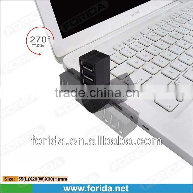 Mini rotation 3 ports USB hubs adaptor for Notebook pc