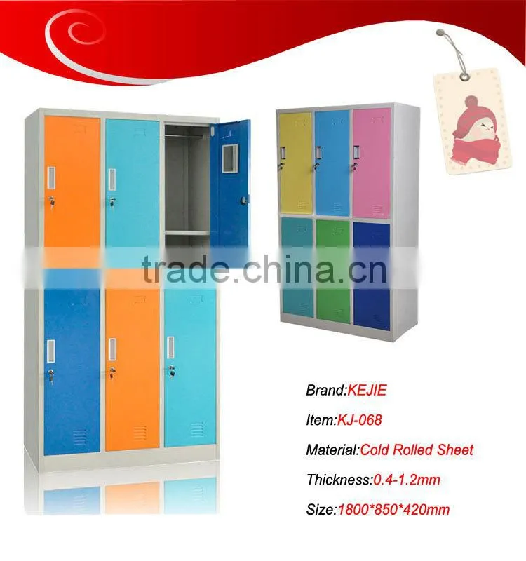 Cold-rooling steel lockers/furniture for clothing store 6 door clothes locker 6 door steel clothes locker School Metal Wardrobe