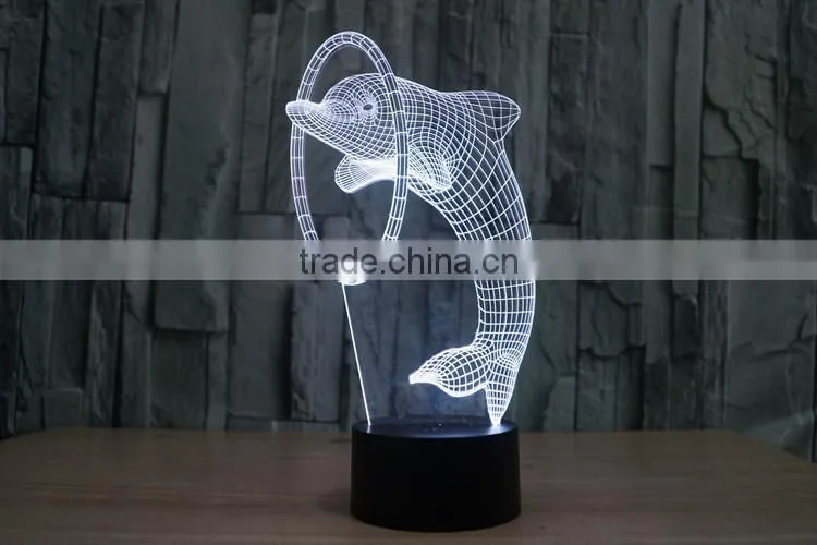 3D illusion Led night light 7colors dolphin lamp table novelty products christmas lights with touch button children night light