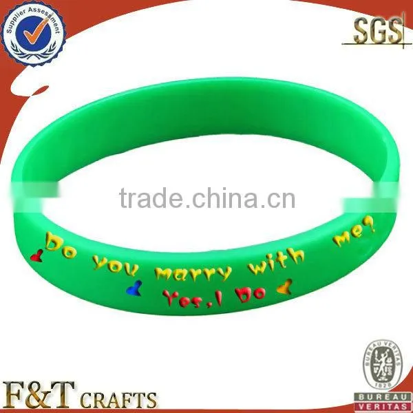colorful round cheap custom silicon rubber band bracelet with printing logo