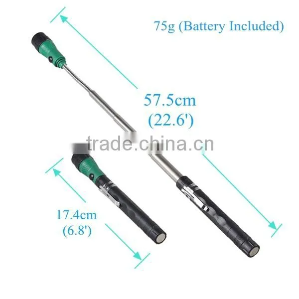 Cheap 3 LEDs Light Plastic Telescopic Magnet Pick Up Tool