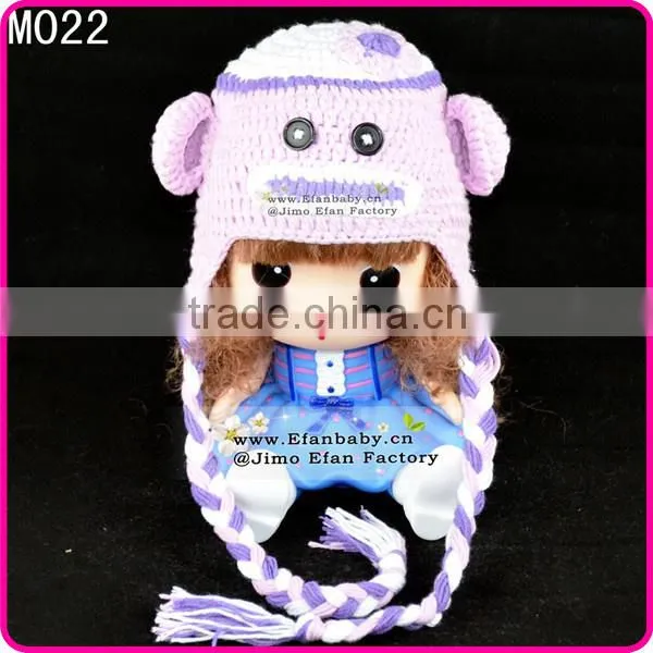 cute baby crochet beanie animal ears monkey knitted hats